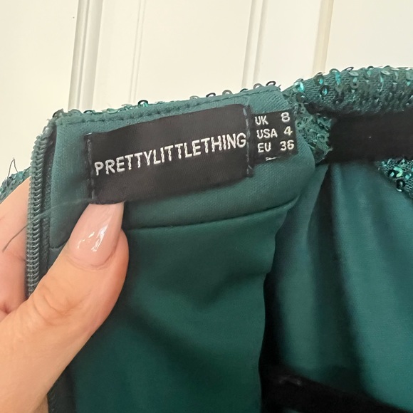 Hunter Green Sexy Sequin Cocktail Dress by Pretty Little Thing SZ 4 - Picture 7 of 7